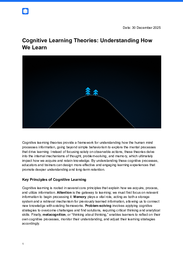 (PDF) Cognitive Learning Theories: Understanding How We Learn