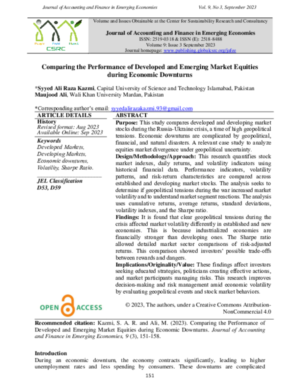 (PDF) Comparing the Performance of Developed and Emerging Market ...