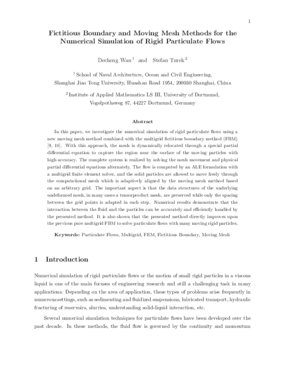 (PDF) Fictitious boundary and moving mesh methods for the numerical ...