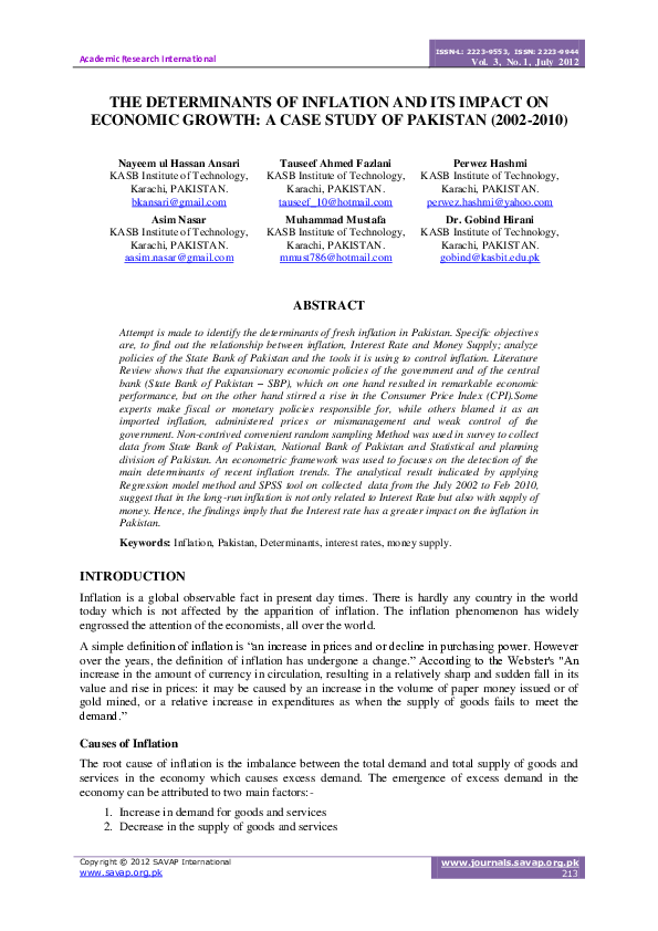 (PDF) The Determinants of Inflation and Its Impact on Economic Growth ...