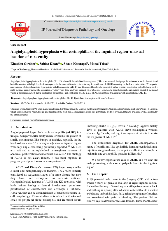 (PDF) Angiolymphoid hyperplasia with eosinophilia of the inguinal ...