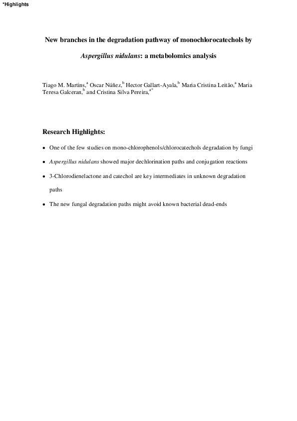 (PDF) New branches in the degradation pathway of monochlorocatechols by ...