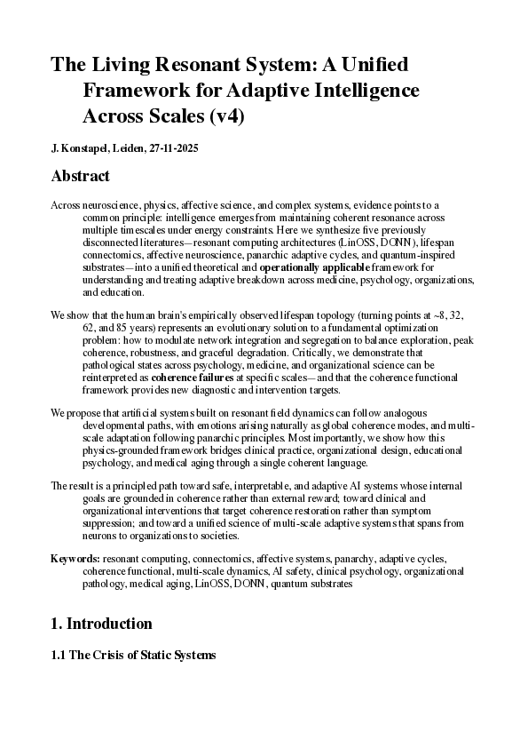 (PDF) The Living Resonant System: A Unified Framework for Adaptive ...