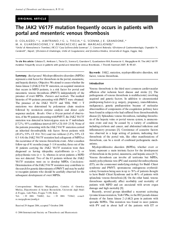 (PDF) The JAK2 V617F mutation frequently occurs in patients with portal ...