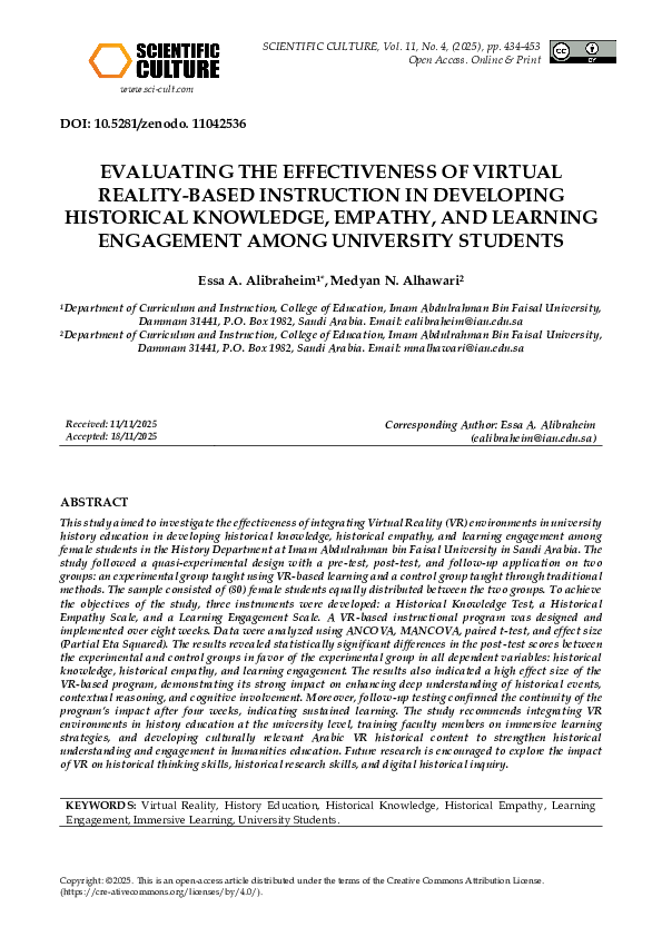 (PDF) Evaluating the Effectiveness of Virtual Reality-Based Instruction ...