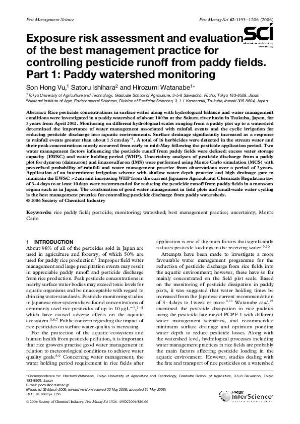 (PDF) Exposure risk assessment and evaluation of the best management ...