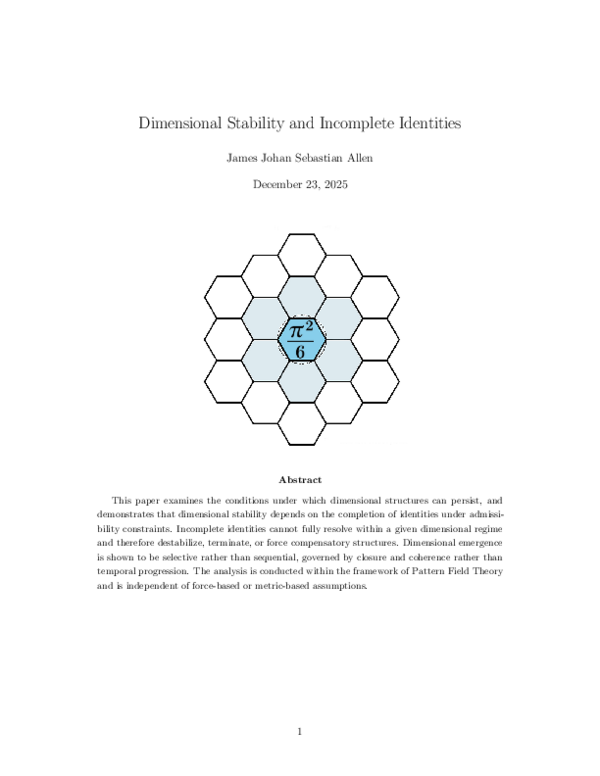 (PDF) Pattern Field Theory - Paper 17 - Dimensional Stability and ...