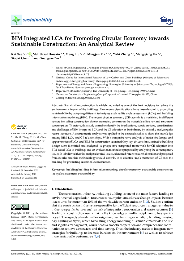 (PDF) BIM Integrated LCA for Promoting Circular Economy towards ...