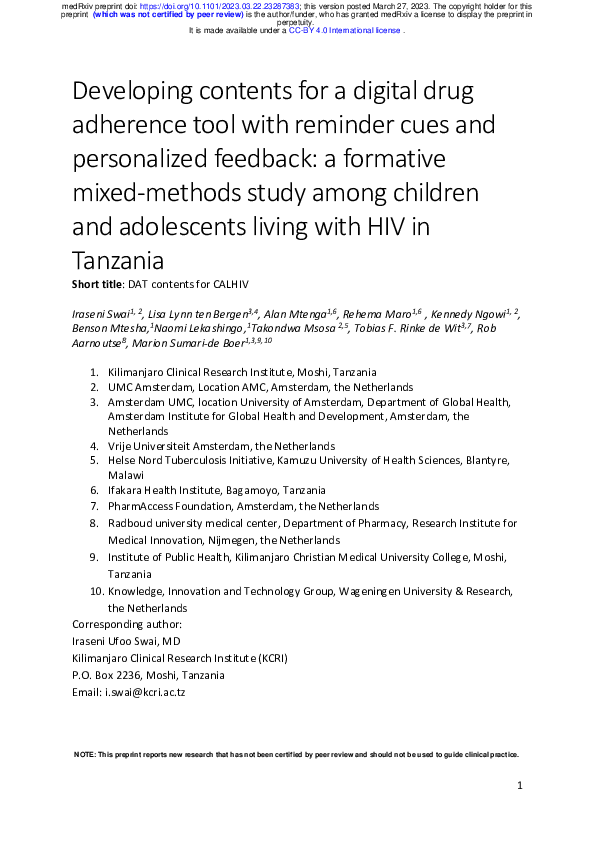 (PDF) Developing contents for a digital drug adherence tool with ...
