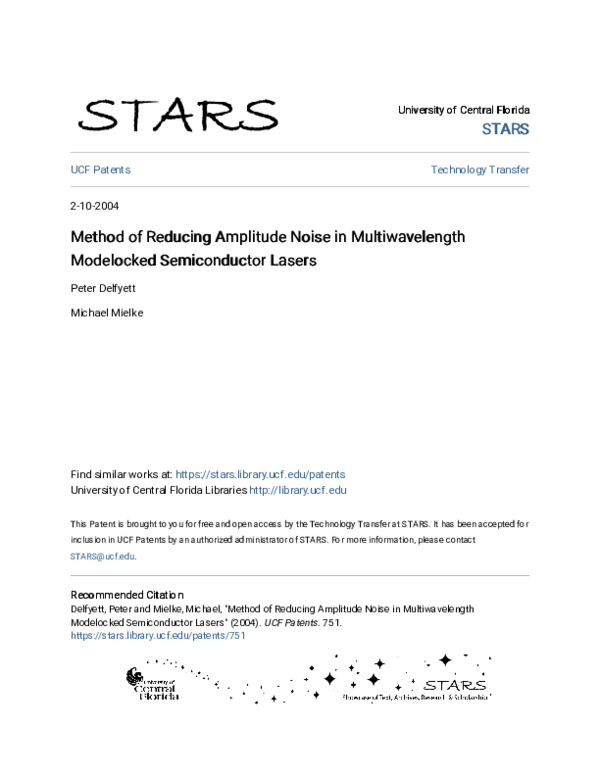 (PDF) Method of Reducing Amplitude Noise in Multiwavelength Modelocked ...