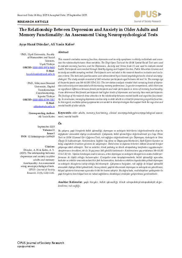 (PDF) The Relationship Between Depression and Anxiety in Older Adults ...