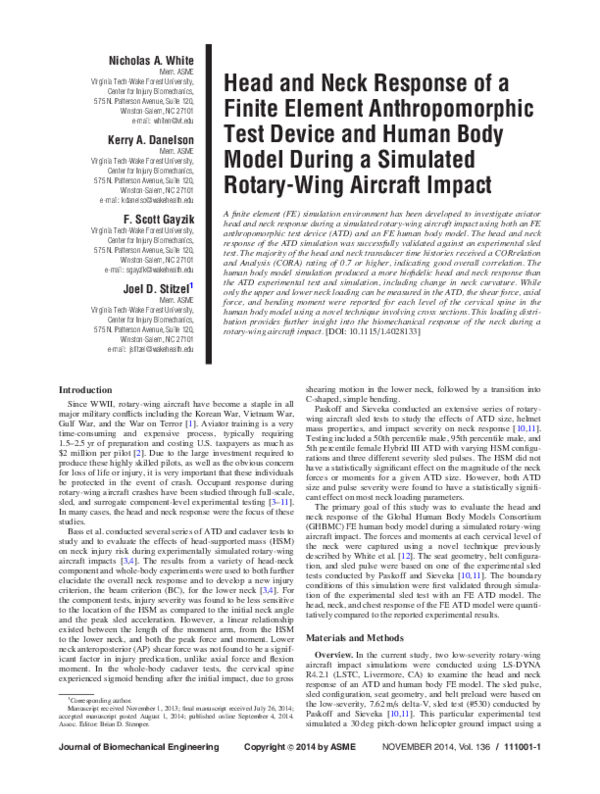 (PDF) Head and neck response of a finite element anthropomorphic test ...