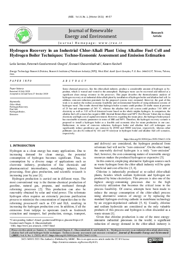 (PDF) Hydrogen Recovery in an Industrial Chlor-Alkali Plant Using ...