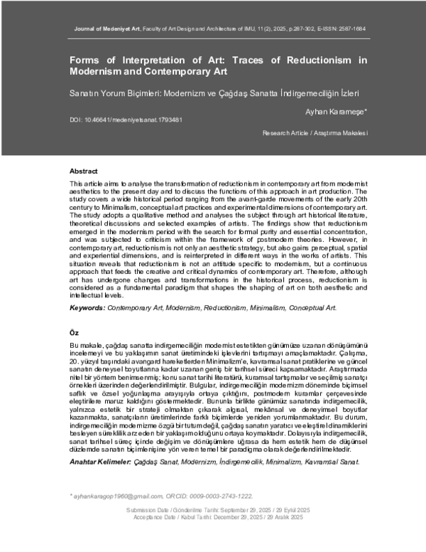 (PDF) Forms of Interpretation of Art: Traces of Reductionism in ...