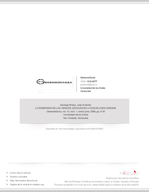 (PDF) La Enseñanza De Las Ciencias Sociales en La Escuela Bolivariana