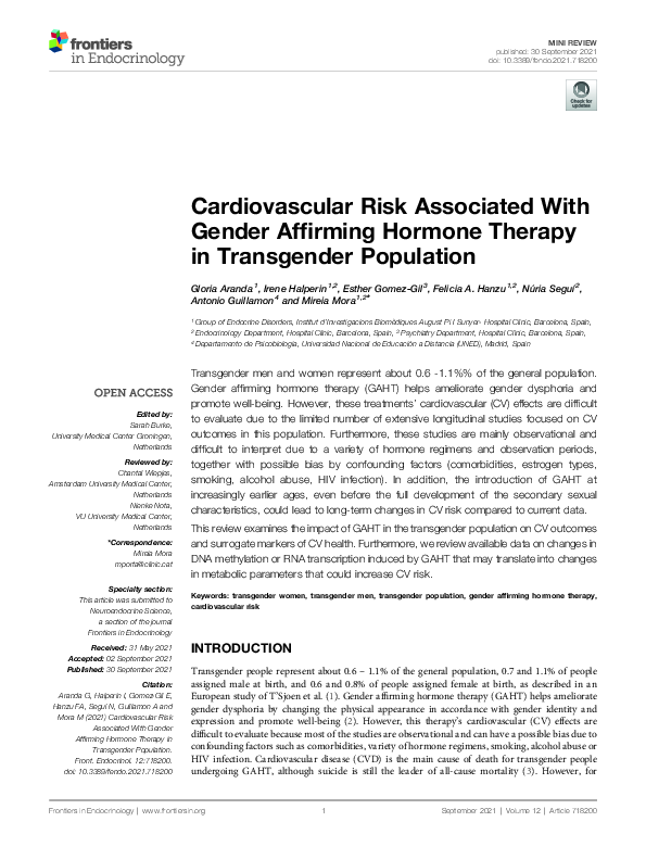 (PDF) Cardiovascular Risk Associated With Gender Affirming Hormone ...