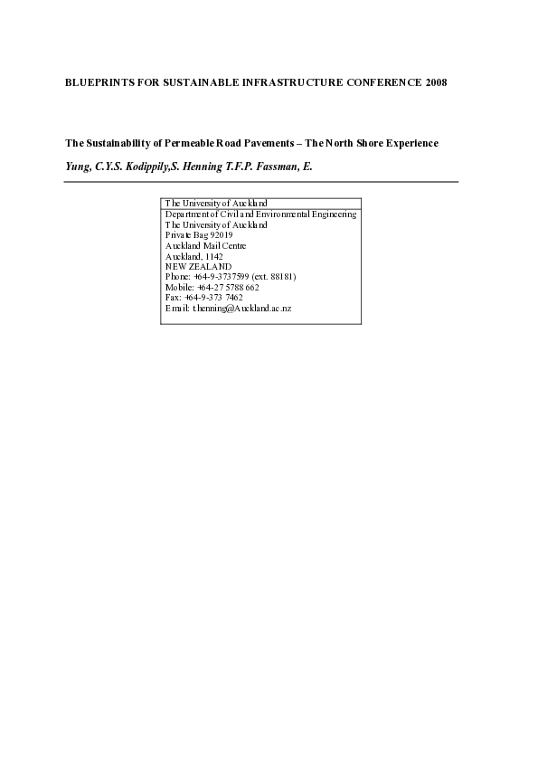 (PDF) The Sustainability of Permeable Road Pavements – The North Shore ...