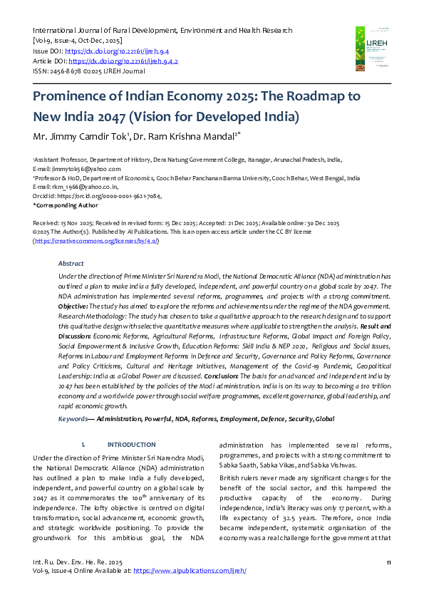 (PDF) Prominence of Indian Economy 2025: The Roadmap to New India 2047 ...