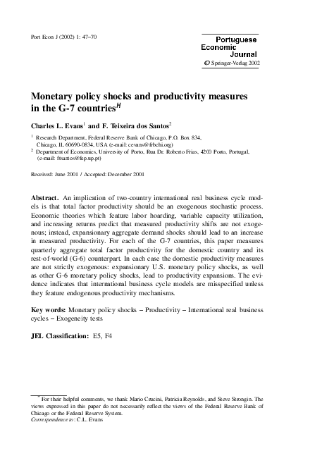 (PDF) Monetary policy shocks and productivity measures in the G-7 countries