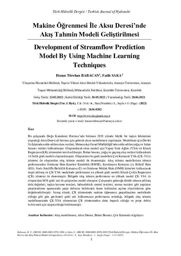 (PDF) Development of Streamflow Prediction Model By Using Machine ...