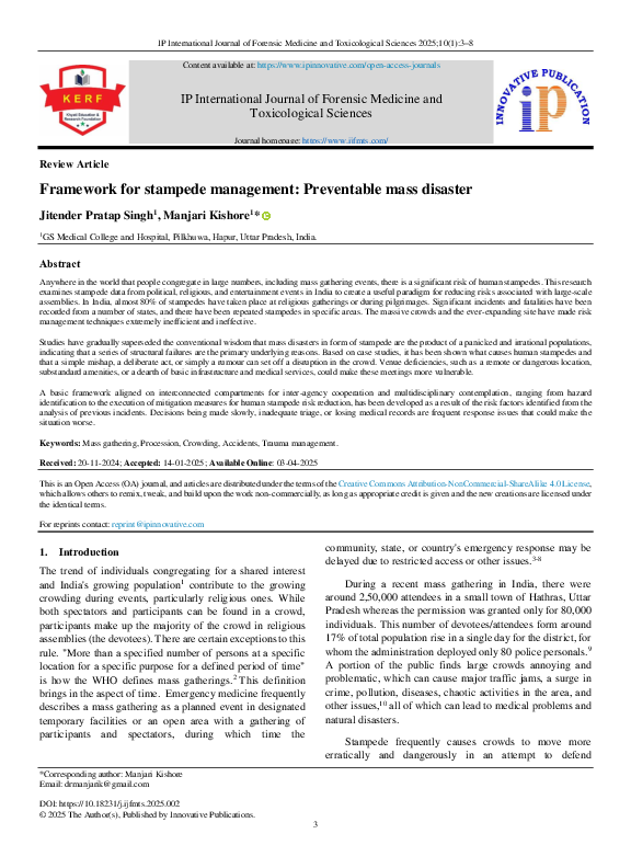 (PDF) Framework for stampede management: Preventable mass disaster