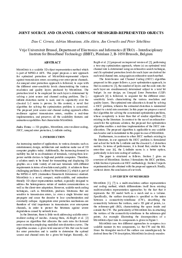 (PDF) Joint Source and Channel Coding of Meshgrid-Represented Objects