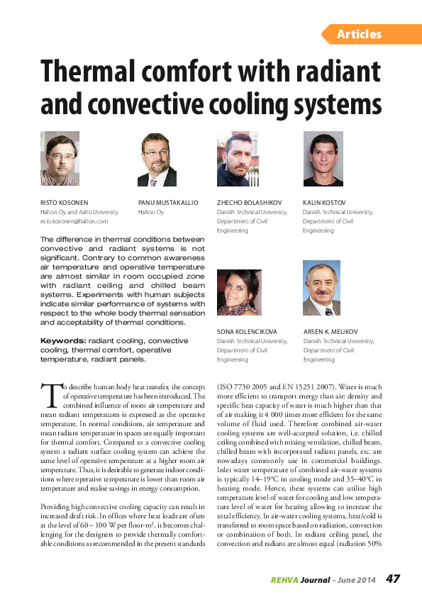 (PDF) Thermal comfort with radiant and convective cooling systems