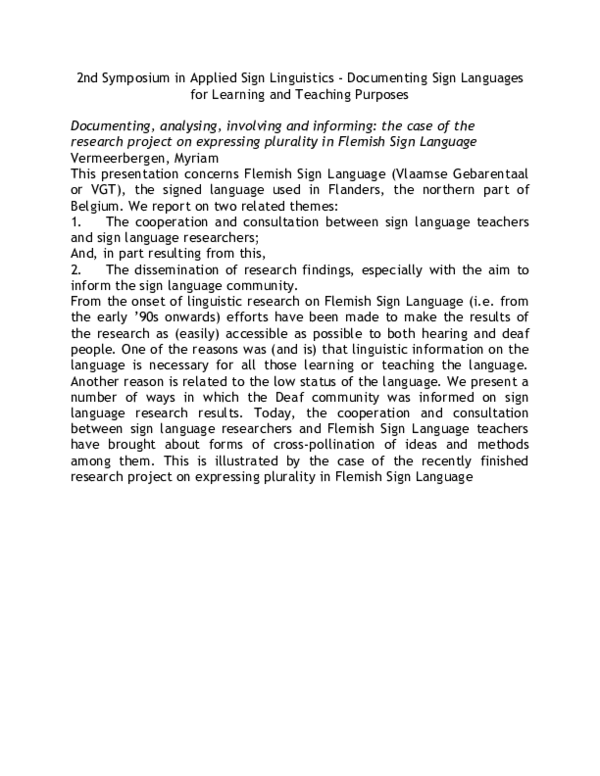 (PDF) Documenting, analysing, involving and informing : The case of the ...