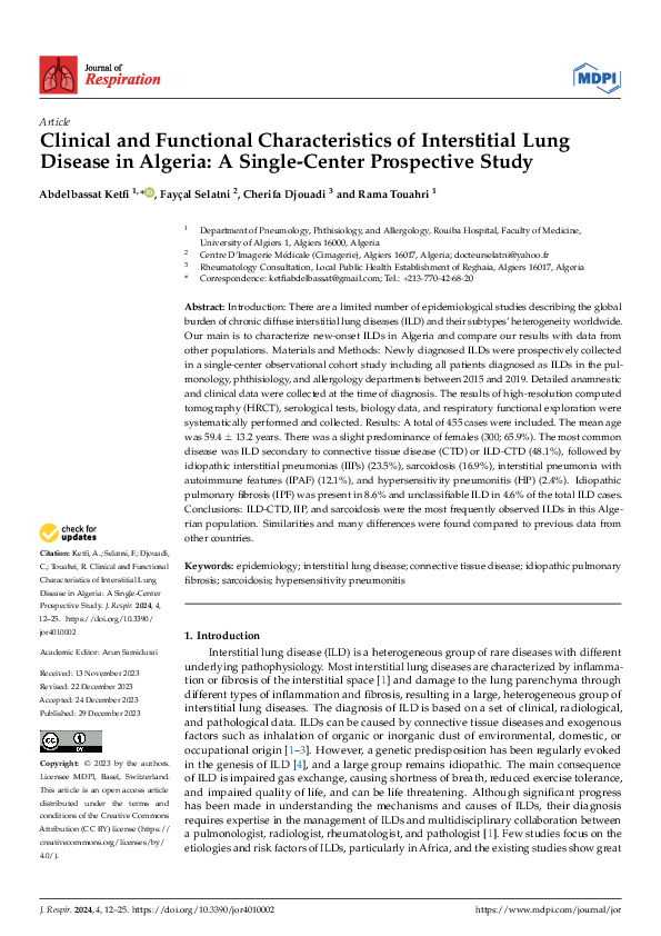 (PDF) Clinical and Functional Characteristics of Interstitial Lung ...