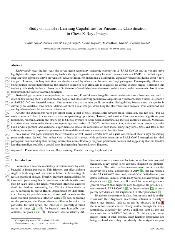 (PDF) Study on transfer learning capabilities for pneumonia ...