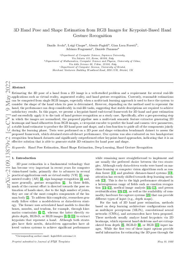 (PDF) 3D hand pose and shape estimation from RGB images for keypoint ...