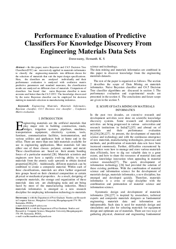 (PDF) Performance Evaluation of Predictive Classifiers For Knowledge ...