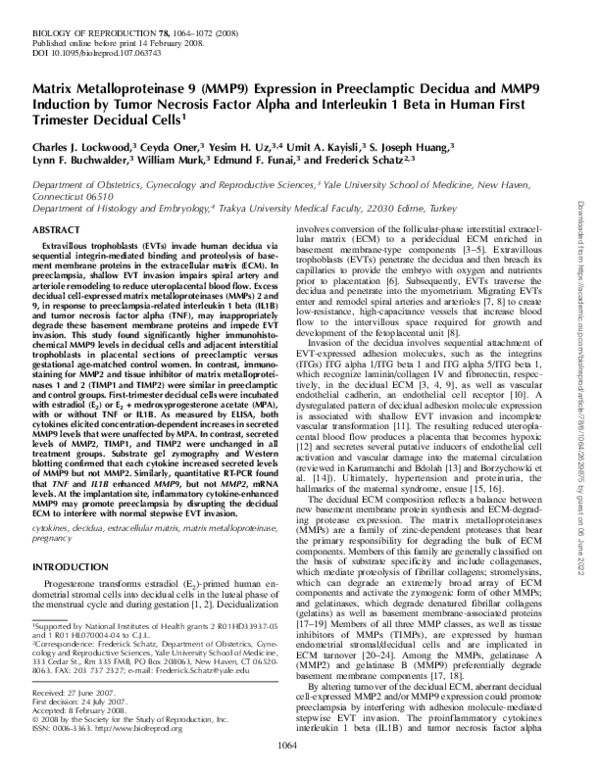 (PDF) Matrix Metalloproteinase 9 (MMP9) Expression in Preeclamptic ...