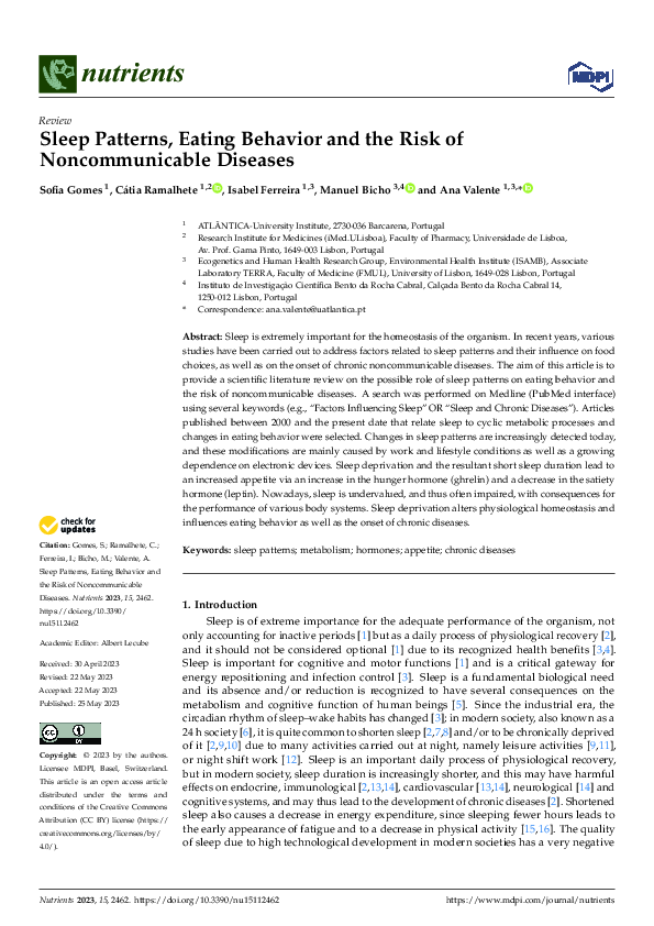 (PDF) Sleep Patterns, Eating Behavior and the Risk of Noncommunicable ...