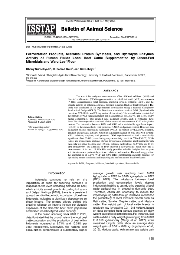 (PDF) Fermentation Products, Microbial Protein Synthesis, and ...