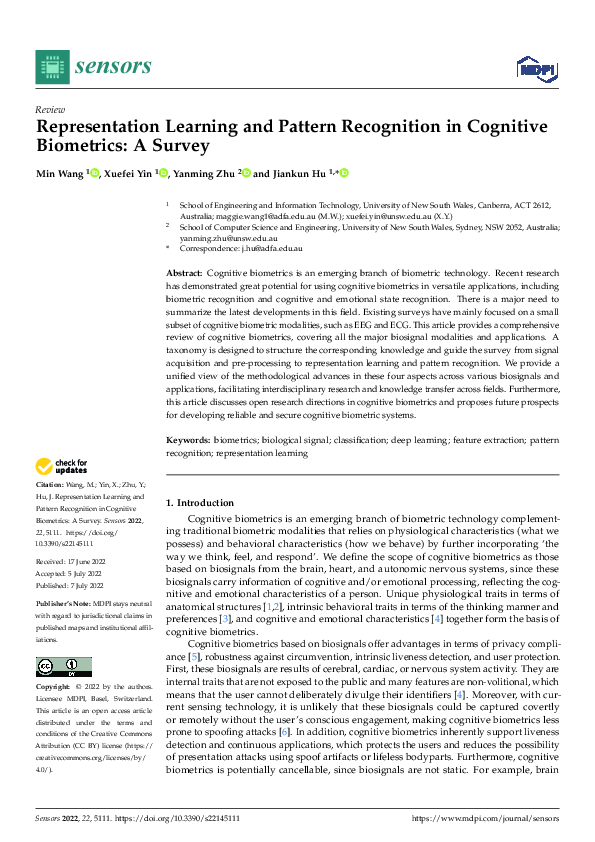 (PDF) Representation Learning and Pattern Recognition in Cognitive ...