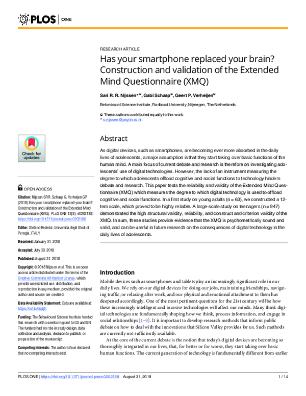 (PDF) Has your smartphone replaced your brain? Construction and ...