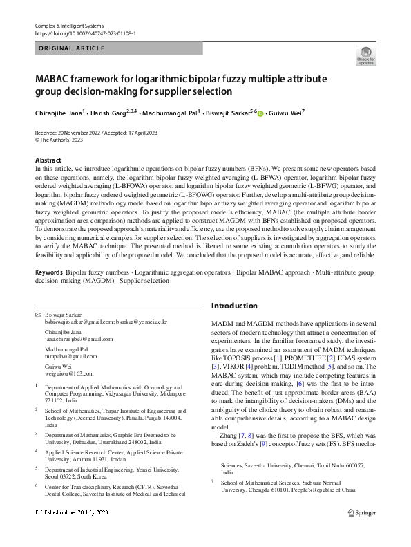 (PDF) MABAC framework for logarithmic bipolar fuzzy multiple attribute ...