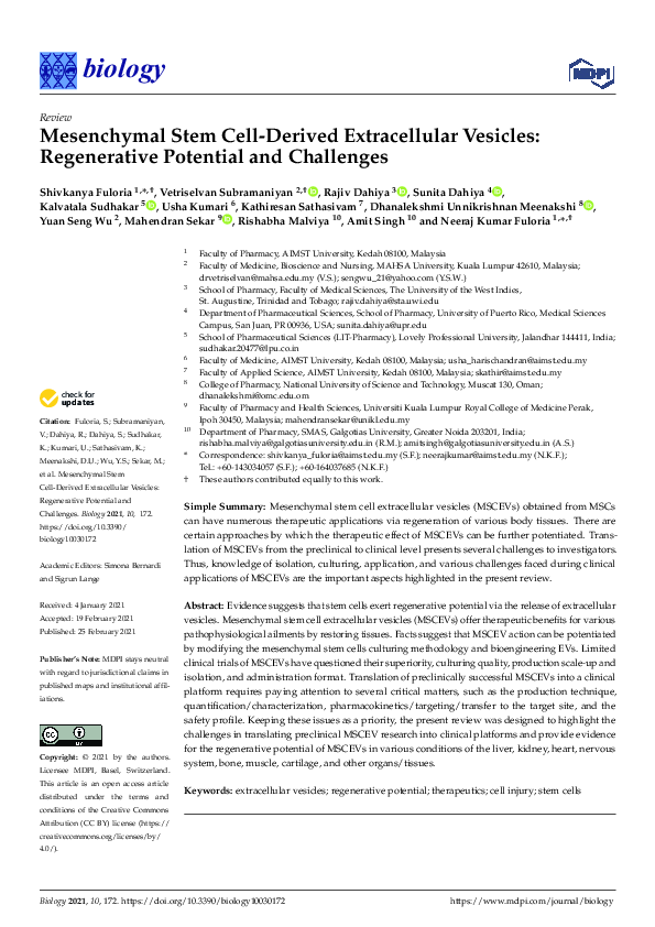 (PDF) Mesenchymal Stem Cell-Derived Extracellular Vesicles ...