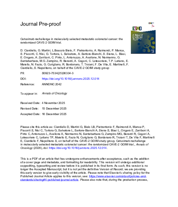 (PDF) Journal Pre-proof Cetuximab rechallenge in molecularly selected ...