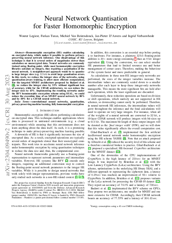 (PDF) Neural Network Quantisation for Faster Homomorphic Encryption