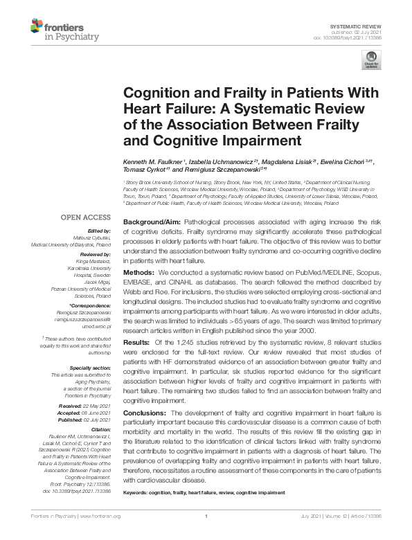 (PDF) Cognition and Frailty in Patients With Heart Failure: A ...