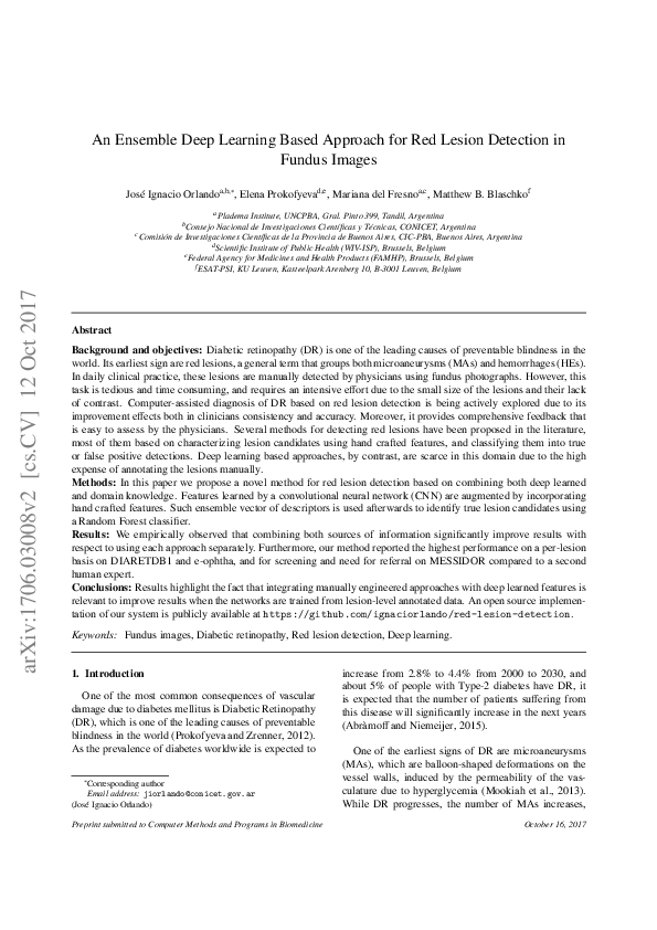 (PDF) An Ensemble Deep Learning Based Approach for Red Lesion Detection ...