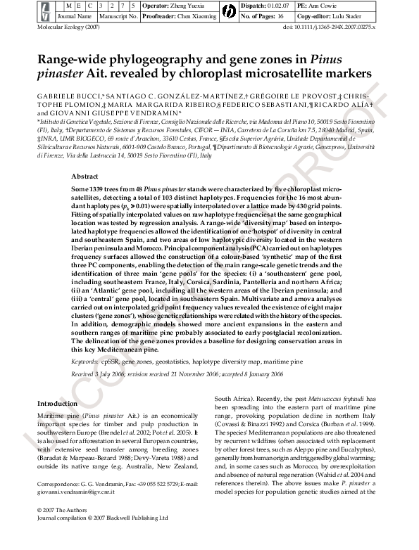 (PDF) Range-wide phylogeography and gene zones in Pinus pinaster Ait ...
