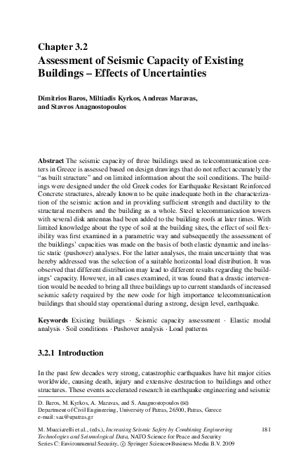 (PDF) Assessment of Seismic Capacity of Existing Buildings – Effects of ...