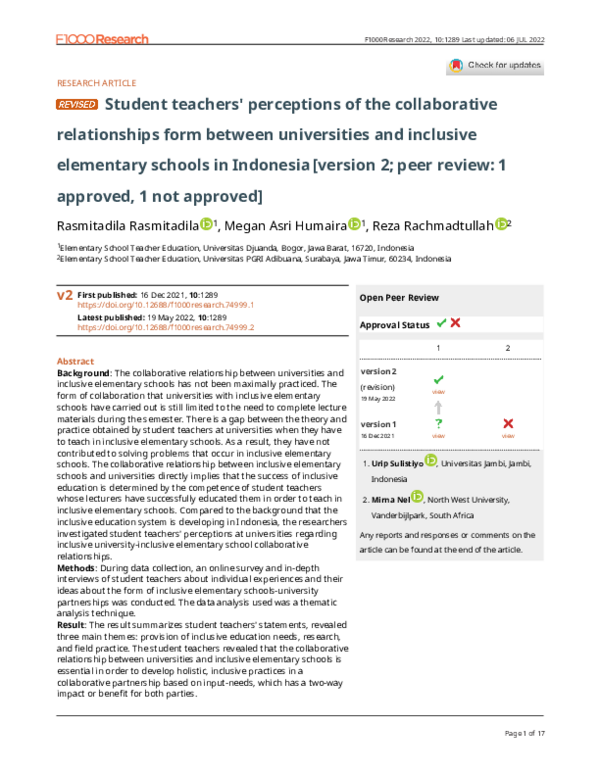 (PDF) Student teachers' perceptions of the collaborative relationships ...