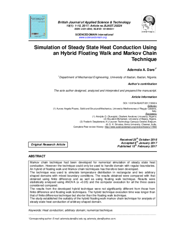 (PDF) Simulation of Steady State Heat Conduction Using an Hybrid ...