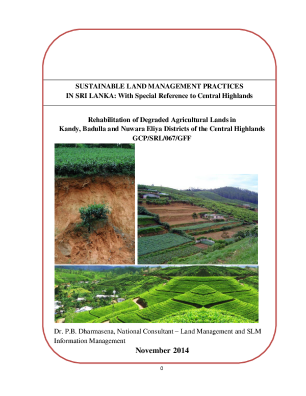 (PDF) SUSTAINABLE LAND MANAGEMENT PRACTICES IN SRI LANKA: With Special ...