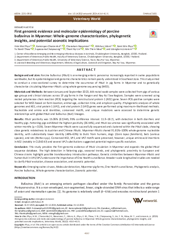 (PDF) First genomic evidence and molecular epidemiology of porcine ...