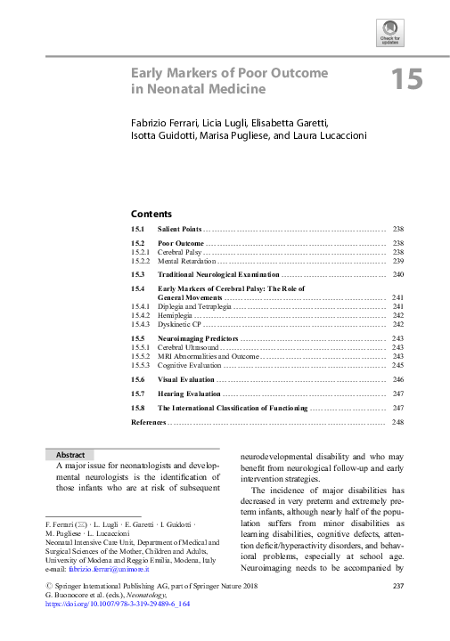 (PDF) Early Markers of Poor Outcome in Neonatal Medicine